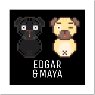 Pug Edgar & Maya White Posters and Art